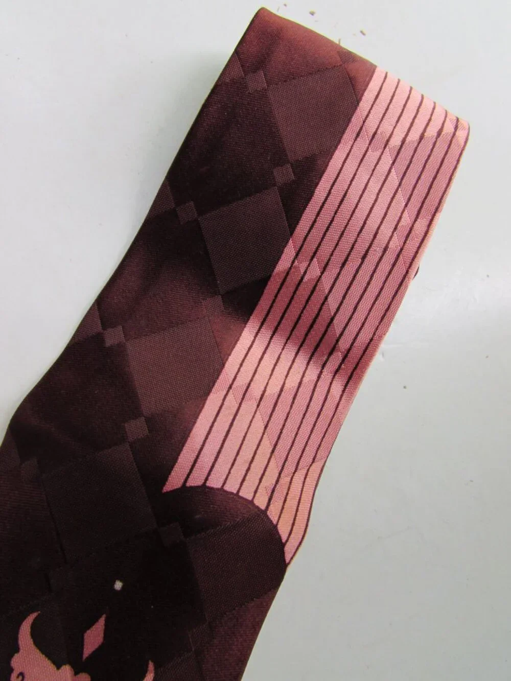Vintage Men's Neck Tie 1960 Era Chocolate Brown & Pepperberry Unisex Design